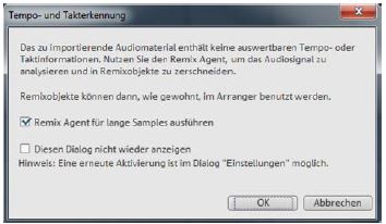 Dialog zum Starten des Remix Agents