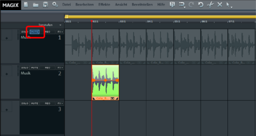 Sample-Objekt mit gemuteter Originalspur
